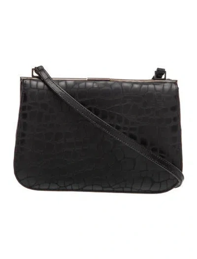 Pre-owned Stuart Weitzman Embossed Leather Crossbody Bag In Black