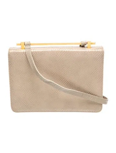 Pre-owned Stuart Weitzman Embossed Leather Crossbody Bag In Metallic/neutrals