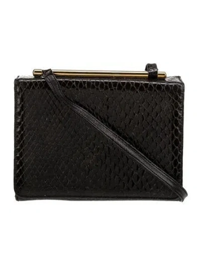 Pre-owned Stuart Weitzman Embossed Leather Evening Bag In Black