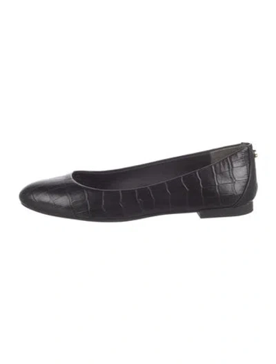 Pre-owned Stuart Weitzman Embossed Leather Flats In Black