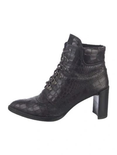 Pre-owned Stuart Weitzman Embossed Leather Lace-up Boots In Multi