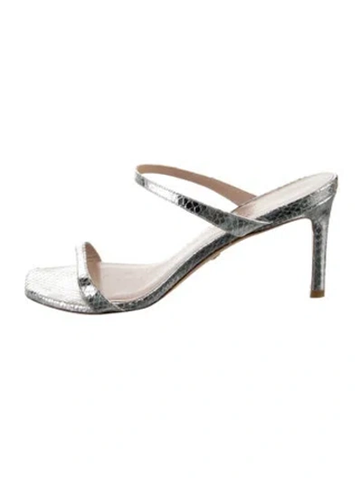 Pre-owned Stuart Weitzman Embossed Leather Mules