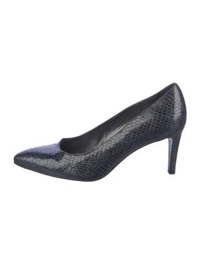 Pre-owned Stuart Weitzman Embossed Leather Pumps In Blue