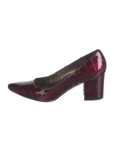 Pre-owned Stuart Weitzman Embossed Leather Pumps In Burgundy