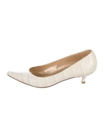 Pre-owned Stuart Weitzman Embossed Leather Pumps In Neutral