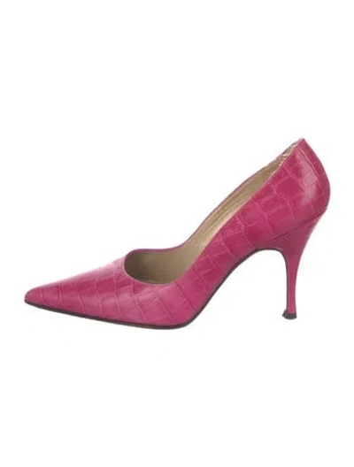 Pre-owned Stuart Weitzman Embossed Leather Pumps In Pink