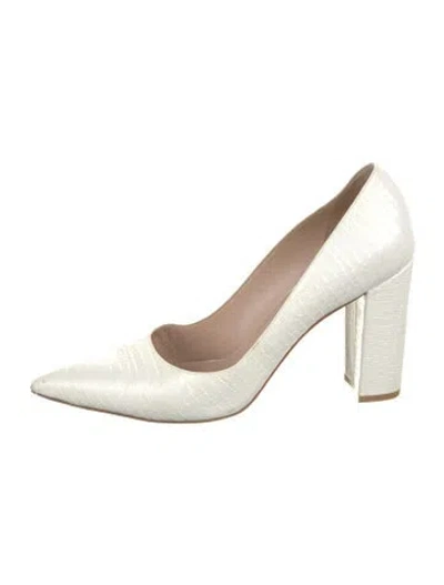 Pre-owned Stuart Weitzman Embossed Leather Pumps In White