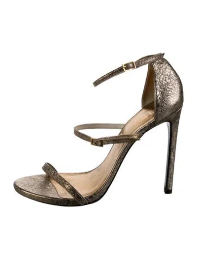 Pre-owned Stuart Weitzman Embossed Leather Sandals