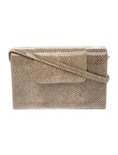 Pre-owned Stuart Weitzman Embossed Leather Shoulder Bag In Brown