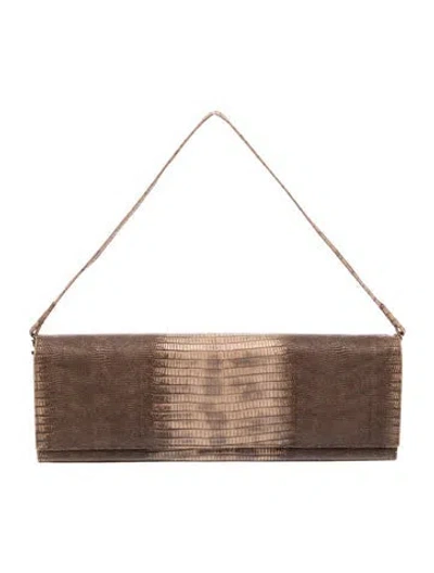 Pre-owned Stuart Weitzman Embossed Leather Shoulder Bag In Brown