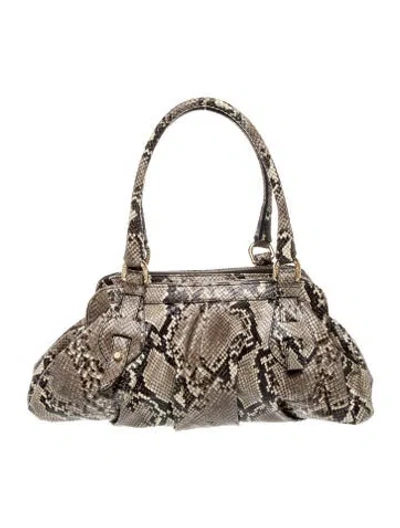 Pre-owned Stuart Weitzman Embossed Leather Shoulder Bag In Neutral