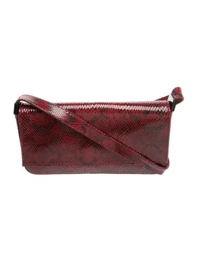 Pre-owned Stuart Weitzman Embossed Leather Shoulder Bag In Red