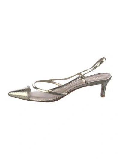 Pre-owned Stuart Weitzman Embossed Leather Slingback Pumps In Multi