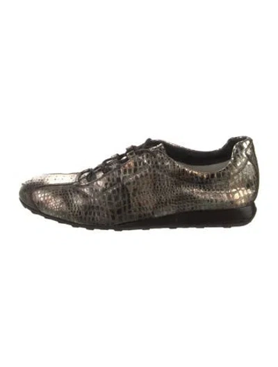 Pre-owned Stuart Weitzman Embossed Leather Sneakers In Multi