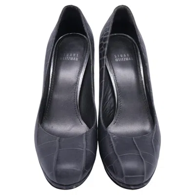 Pre-owned Stuart Weitzman Embossed Pumps In Grey Leather In Gray