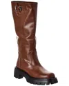 Stuart Weitzman Emerson Buckle Leather Knee-boot In Multi