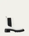 Stuart Weitzman Block-heel Leather Chelsea Boots In Cream.