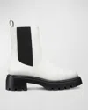 Stuart Weitzman Block-heel Leather Chelsea Boots In Cream.