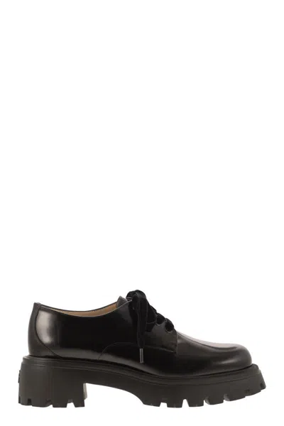 Stuart Weitzman Elegant Derby Dress Shoes With Velvet Lace-up Front In Black
