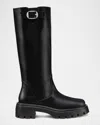 STUART WEITZMAN EMERSON LEATHER BUCKLE BIKER BOOTS