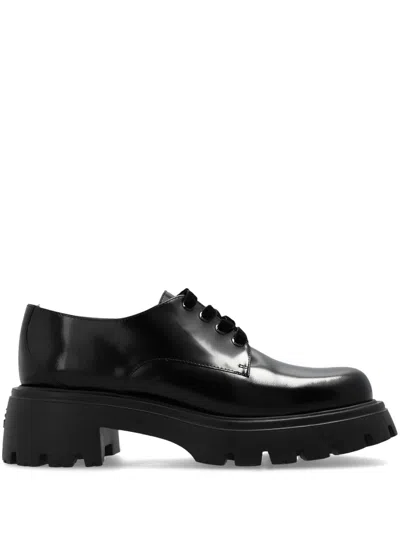 Stuart Weitzman Emerson Leather Lace-up Shoes In Black  