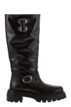 Stuart Weitzman 'emerson' Black Chunky Sole Boots With Logo