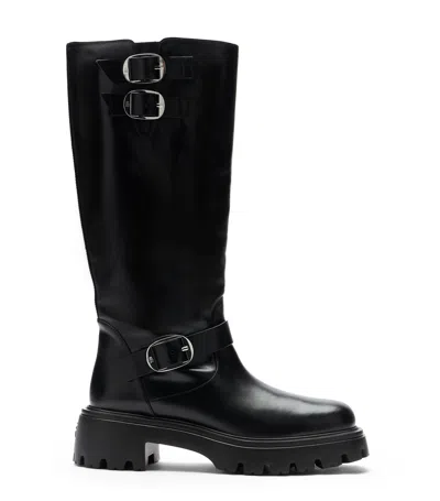 Stuart Weitzman Emerson Moto Boots In Black