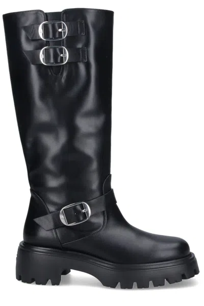 Stuart Weitzman Emerson Moto Boots In Black