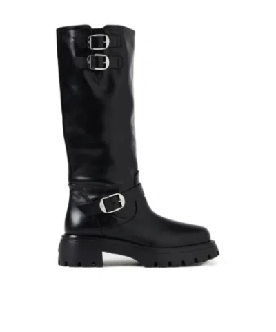 Stuart Weitzman Emerson Moto Boots In Black