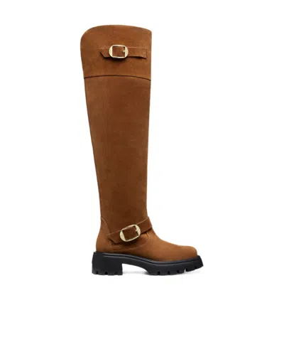 Stuart Weitzman Emerson Moto High Boots In Brown