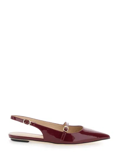 Stuart Weitzman Emilia Bordeaux Slingback Sandals With Adjustable Strap Closure In Patent Leather Woman