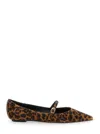 Stuart Weitzman 'emilia' Brown Ballet Shoes With Adjustable Strap Closure And All-over Leopard Motif