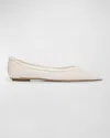 Stuart Weitzman Emilia Crystal Mesh Ballerina Flats In White/frosted White/cream