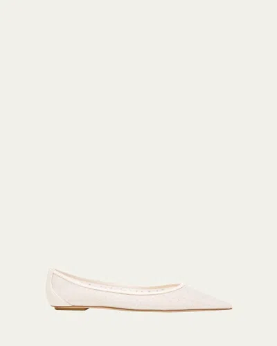 STUART WEITZMAN EMILIA CRYSTAL MESH BALLERINA FLATS