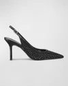 STUART WEITZMAN EMILIA CRYSTAL MESH SLINGBACK PUMPS