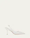 Stuart Weitzman Emilia Crystal Mesh Slingback Pumps In White Frosted White