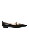 Stuart Weitzman Emilia Leather Mary Jane Point-toe Flats In Black