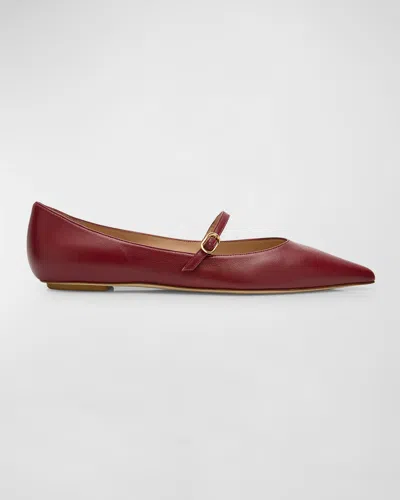 STUART WEITZMAN EMILIA LEATHER MARY JANE BALLERINA FLATS