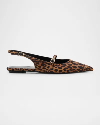 Stuart Weitzman Emilia Leopard Mary Jane Slingback Ballerina Flats