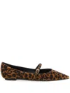 Stuart Weitzman Emilia Brown Ballet Shoes With Adjustable Strap Closure And All-over Leopard Motif In Suede Woman