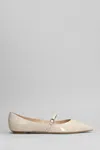 Stuart Weitzman Emilia Mary Jane Ballet Flats In Taupe Patent Leather