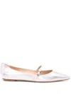Stuart Weitzman Emilia Metallic Mary Jane Ballerina Flats In Neutrals