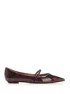 Stuart Weitzman Emilia Tortoise Patent Leather Mary Jane Ballerina Flats In Brown