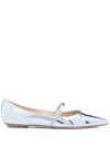 Stuart Weitzman Emilia Mary Jane Flat In Blue