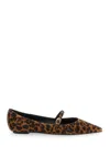 Stuart Weitzman 'emilia' Brown Ballet Shoes With Adjustable Strap Closure And All-over Leopard Motif