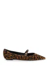 Stuart Weitzman Emilia Brown Ballet Shoes With Adjustable Strap Closure And All-over Leopard Motif In Suede Woman
