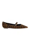 Stuart Weitzman Emilia Brown Ballet Shoes With Adjustable Strap Closure And All-over Leopard Motif In Suede Woman