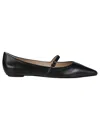 Stuart Weitzman Emilia Leather Mary Jane Point-toe Flats In Blk Black