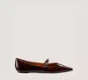 Stuart Weitzman Emilia Mary Jane Flat In Brown