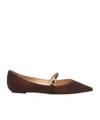 Stuart Weitzman Emilia Pointed-toe Ballet Flats In Brown